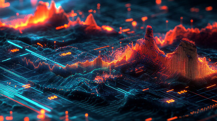 Poster - Dynamic digital graphs and data visualizations in vibrant colors