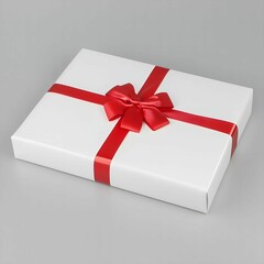 Wall Mural - Elegant White Gift Box with Red Bow