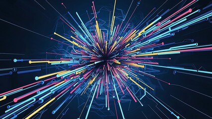 Poster - Abstract colorful lines vector background internet big data and technology connections concept abstract template