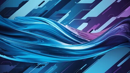 Poster - Abstract blue and purple wave dynamic modern background for wallpaper or presentation