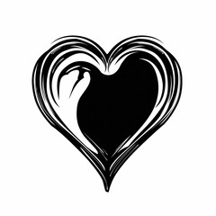 Poster - Abstract Heart Design: Black and White Ink Strokes