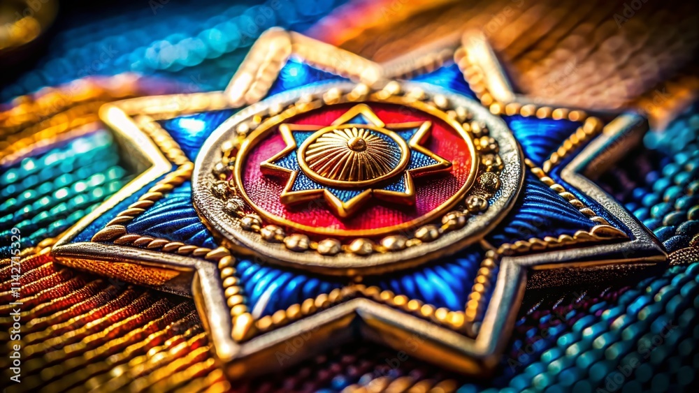 Macro Badge Design Elements: Close-Up Photography of Metal, Enamel, and ...