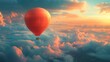© tonpreecha - Playful vector graphic of a whimsical hot air balloon soaring against a serene sky, capturing the joy of adventure and freedom ::2 vibrant colors, floating journey, cloudscape backdrop, childlike