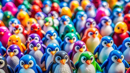 Macro Photography: Adorable Penguin Toys from Kinder Surprise Eggs - Tyumen, Russia, February 2023