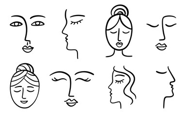 Wall Mural - abstract one line drawing woman face portrait logo