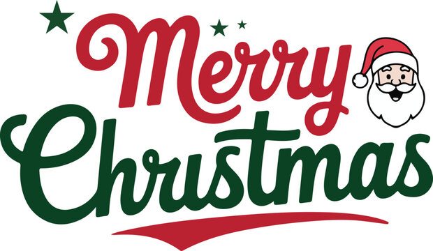 Merry Christmas day text calligraphy vector style white Background