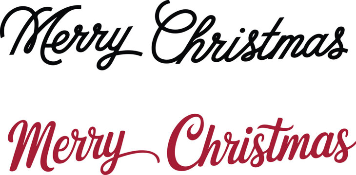 Merry Christmas day text calligraphy vector style white Background