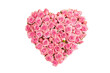 Photo of a heart made of pink roses isolated on transparent or white background, mother's day, valentine's day or wedding flowers love wreath, png