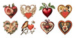 © Delphotostock - Collection set of vintage style hearts, love and Valentine's day illustrations isolated on transparent background, png file