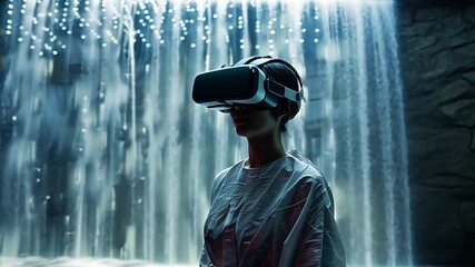 Poster - This Patients use virtual reality in a calming waterfall setting for therapy.