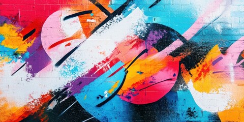 Poster - A colorful painting with a lot of brush strokes and splatters