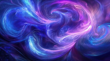 abstract swirling cosmic nebula with vibrant blue and purple hues