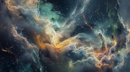 Aufkleber - Ethereal cosmic clouds 3d rendering image. Swirling forms. Delicate light and galaxy dust. Universe galactic background wallpaper colorful realistic. Deep space phenomenon concept idea