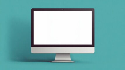 Poster - A blank computer monitor on a teal background, suggesting potential for digital creativity.
