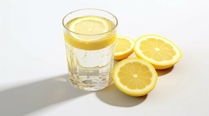 Canvas Print - Refreshing Glass of Lemonade with Slices of Lemon