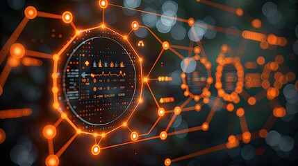 Poster - A digital interface showcasing interconnected data points and visual analytics.