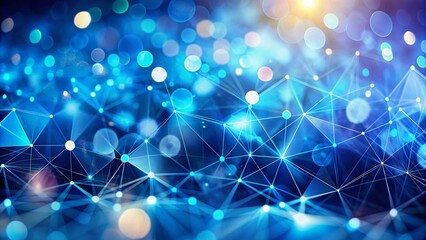 Poster - Modern Blue Gradient Tech Background, Geometric Design, Bokeh, Abstract, Futuristic, Digital, High-Tech, Technology Wallpaper,  Science Fiction,  Cyberpunk,  Abstract Art,  