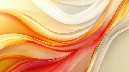 Aufkleber - Abstract waves of orange, white, and red create a soothing, flowing design.