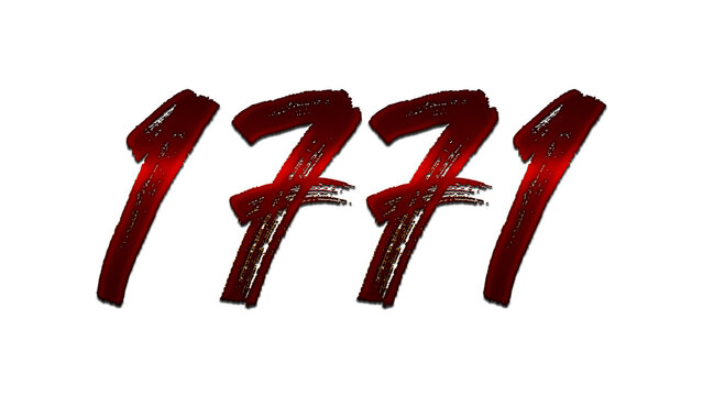 3D blood red number design of 1771 on white background.