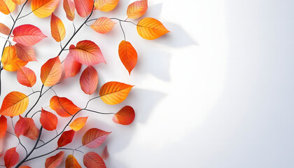 Wall Mural - illustration of a vibrant autumn foliage on a clean white backdrop generative ai