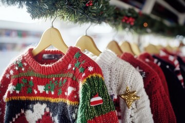 Poster - A collection of sweaters displayed on a rack, ready for selection