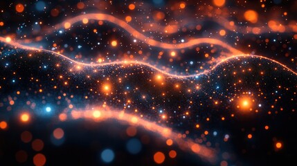 Poster - a blurred image of a wave of orange and blue lights, great for representing technology or energy con