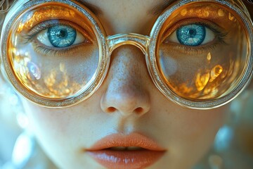 Poster - Close-up shot of an individual wearing glasses, conveying a sense of intimacy and clarity
