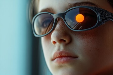 Aufkleber - Close-up shot of a person wearing sunglasses, great for use in profiles or portraits