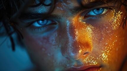 Poster - Close-up shot of a person with sparkly makeup, perfect for party or celebration images