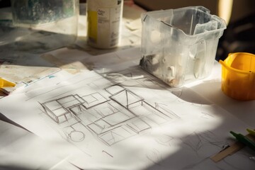 Aufkleber - A simple illustration of a house drawn on a piece of paper, great for personal use or as a decorative element