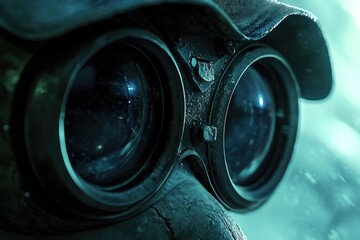 Poster - Goggles sitting on top of a rock, suitable for outdoor or adventure scene