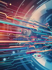Poster - Abstract colorful lines vector background internet big data and technology connections concept abstract template
