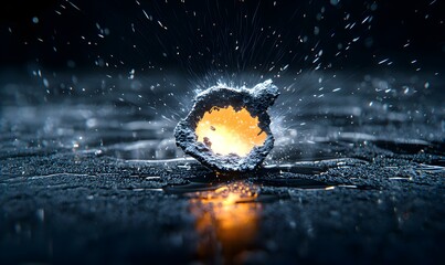 Poster - Dramatic Explosion with Sparks and Illuminated Centerpiece