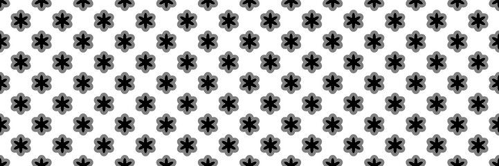 Poster - horizontal seamless of black flower design for pattern and background.