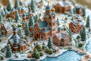 Aufkleber - Close-up view of a miniature city model with buildings and roads