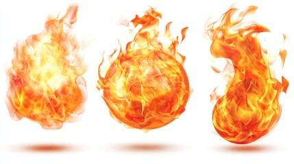 Poster - Four bright red fire flames on a white background