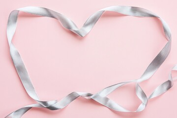 Poster - A heart-shaped ribbon on a pink background, perfect for Valentine's Day or romantic occasions