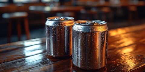 Aufkleber - Soda cans on wooden table