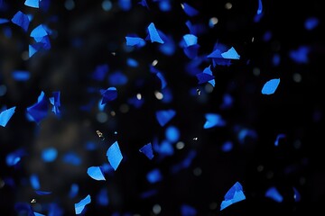 Poster - Confetti falls from the sky in a vibrant blue color, ideal for celebrations and events