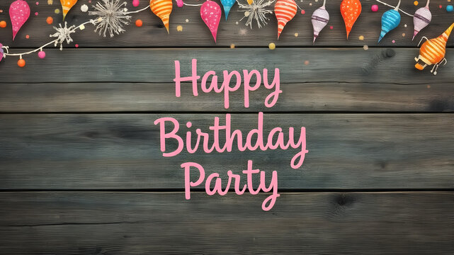 Happy birthday celebration concept. Greeting birthday party lettering with   decorative elements,