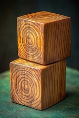 Poster - Two wooden blocks stacked on top of each other for storage or display