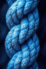 Poster - A close-up view of a blue rope against a black background