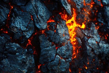 Poster - Close-up of a rock with flames engulfing it