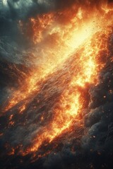 Aufkleber - A massive fire blazing in the darkness of night, perfect for use in emergency or apocalyptic scenarios