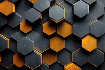 Poster - Hexagonal pattern wallpaper with contrasting colors for modern mobile design