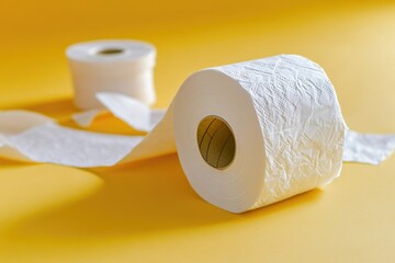 Aufkleber - Two rolls of toilet paper on a floor or countertop, for cleaning up spills or daily use