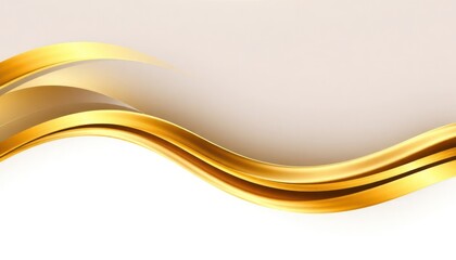 Aufkleber - Golden abstract waves flow on white background with subtle beige gradient. Smooth curves create dynamic motion effect. Luxurious, elegant design suitable for tech luxury projects. Modern abstract art