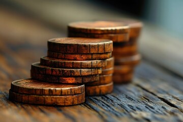 Poster - A pile of currency sitting on a rustic tabletop, ideal for financial or economic themed projects