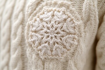 Aufkleber - A close-up view of a sweater featuring a single flower, suitable for fashion or textile use