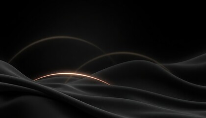 Poster - Abstract black background with glowing arcs. Modern and visually striking design. Gradient effect creates dynamic visual. Suitable for creative projects and media. Minimalist style.